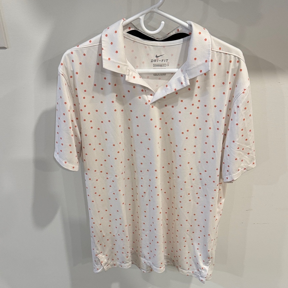 Nike Dri-FIT White and Red Dot Men's Polo